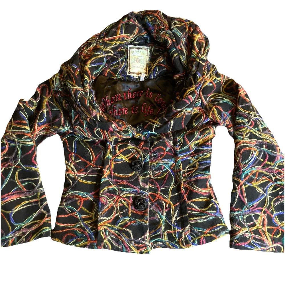 Paparazzi by Biz Wool Jacket Size Small Cowl Neck Yarn Colorful